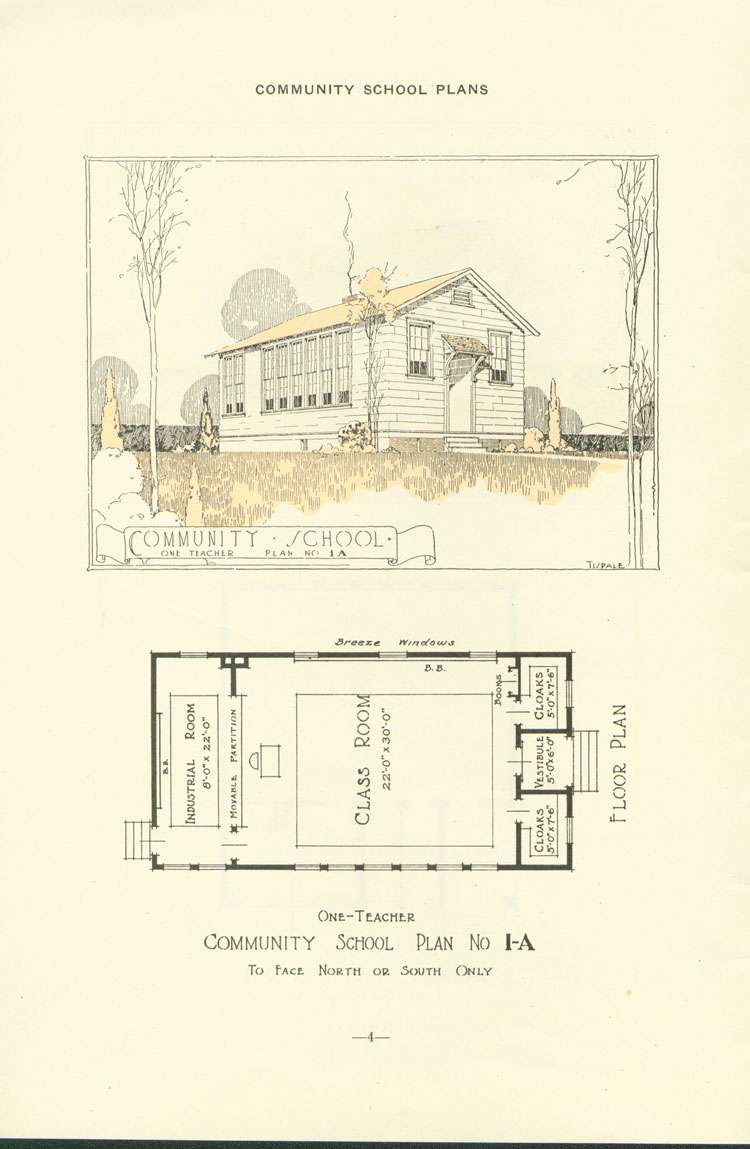 Nashville Plan: North or South Facing, One Teacher Rosenwald School