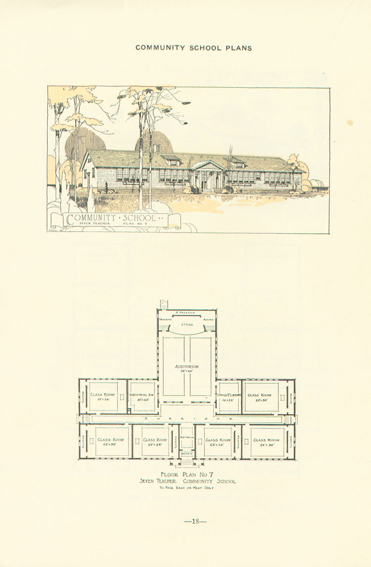 Nashville Plan: East or West Facing, Seven Teacher Rosenwald School
