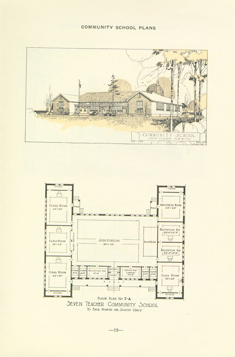 Nashville Plan: North or South Facing, Seven Teacher Rosenwald School