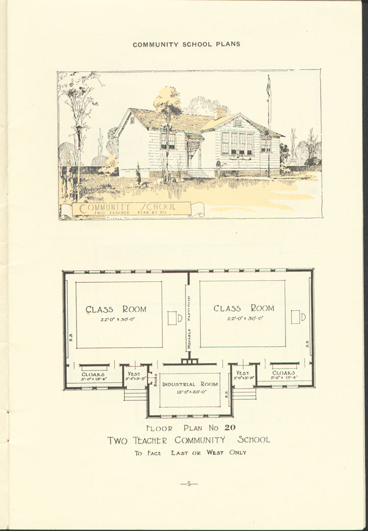 Nashville Plan: East or West Facing, Two Teacher Rosenwald School
