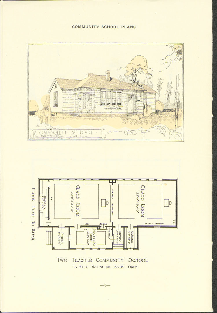 Nashville Plan: North or South Facing, Two Teacher Rosenwald School