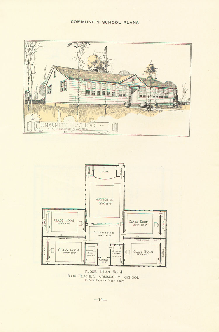 Nashville Plan: East or West Facing, Four Teacher Rosenwald School