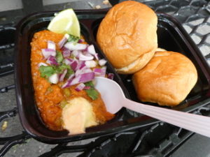 Pav bhaji, a curry-like vegetable stew, is a traditional west Indian favorite at the Marathi Tadka truck.