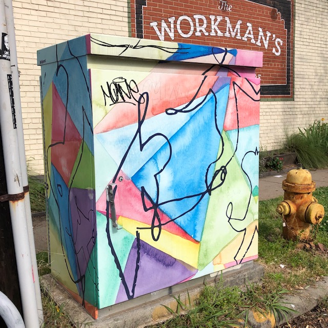 Maybe you’ve seen art springing up on traffic signal boxes around Charlotte? This is the very first one that inspired all the rest — invented by Plaza Midwood artist Laurie Smithwick with support from ArtPOP.org and a City of Charlotte Placemaking Grant.