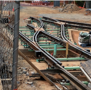 Installing streetcar track