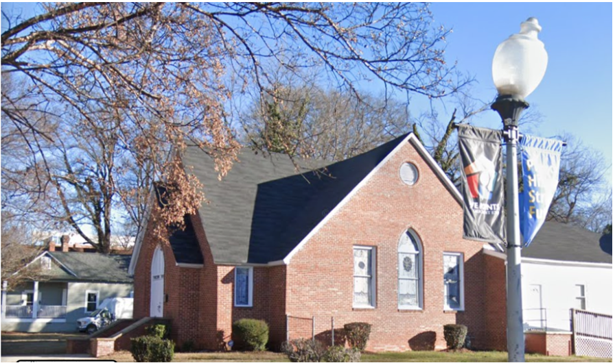 Founded as Seversville Presbyterian in 1903, in the era when the Seversville neighborhood (behind today’s Mosaic Village) and most of W. Trade Street were white. When that congregation moved to a more suburban location in 1956, black Simpson Methodist found a home here – ancestor of today’s big Simpson-Gillespie Church now located further out Beatties Ford Road.