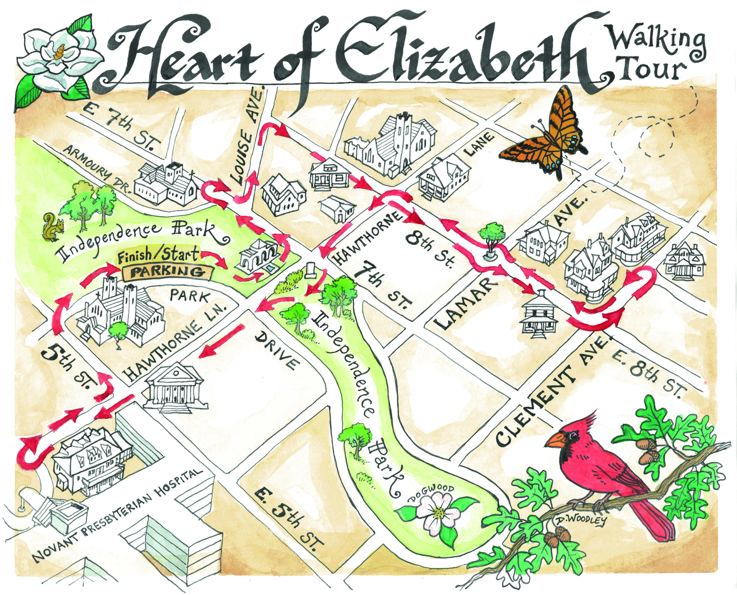 Elizabeth Walking tour map