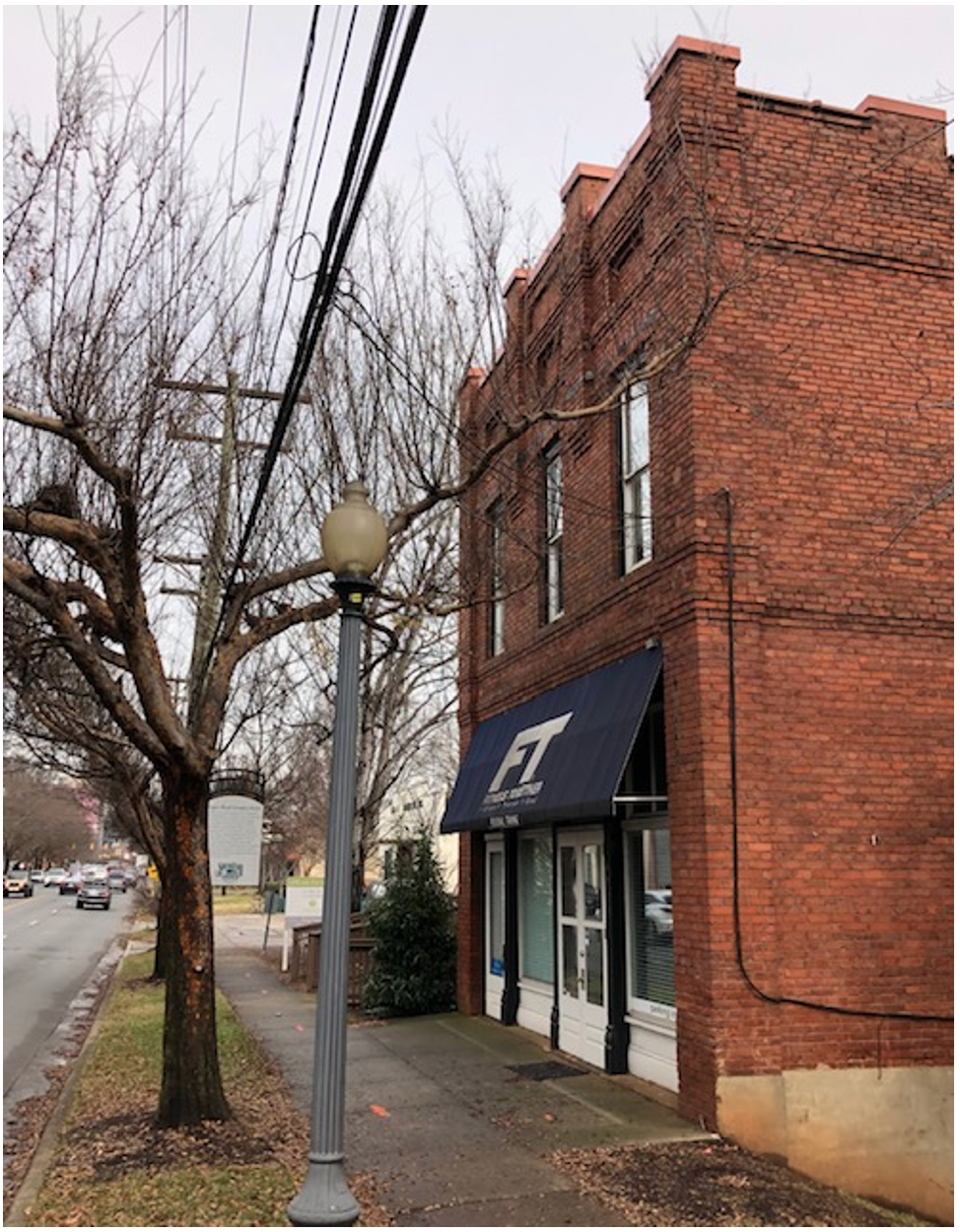 D.A. Tompkins constructed this grocery for his Atherton Mill village in 1903, renting it to storekeepers Hugh Leeper and Pleasant Wyatt. The Wyatt family operated it into the late 1950s, when new suburban supermarkets ended the era of neighborhood shopping.